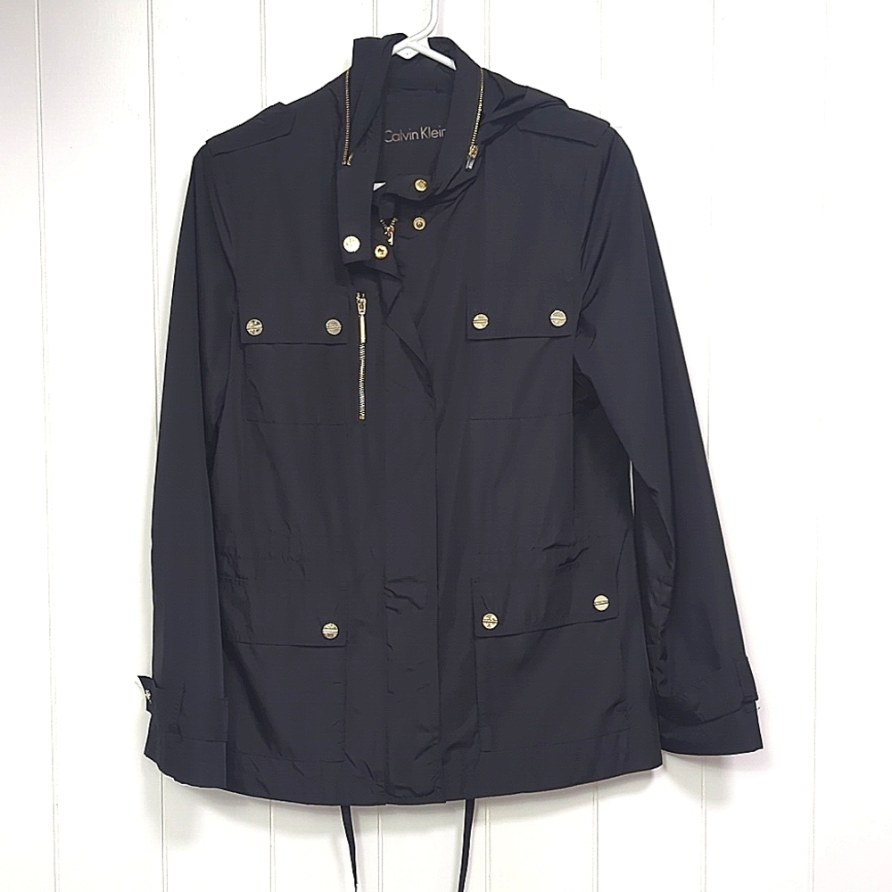 🎵Stunning Calvin Klein Black Zip Hooded Jacket Like New